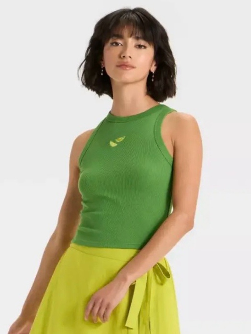 a new day Green Ribbed High-Neck Lime Tank